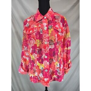 Ruby Rd Blouse Button Up Floral Print Color Pink Size 12